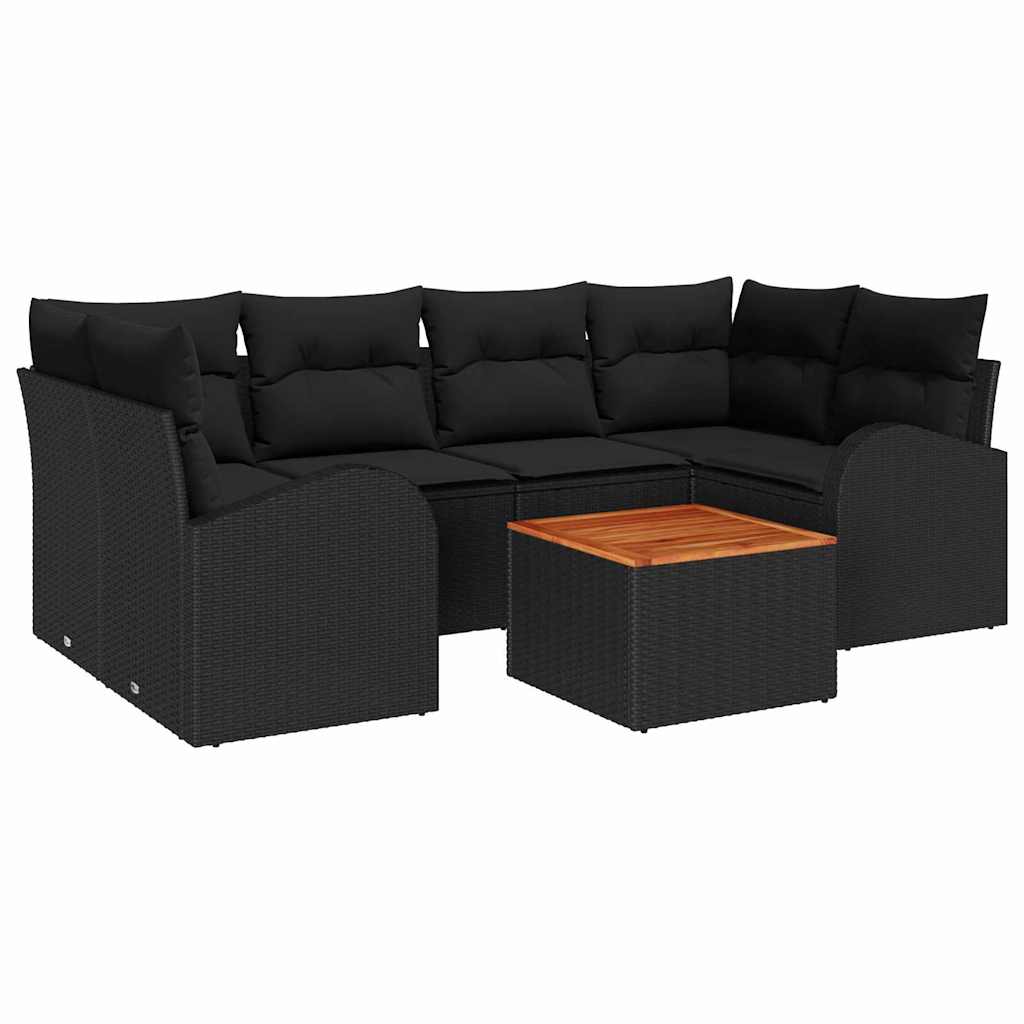 Ensemble de canapé de jardin avec stockage 7 pcs Noir polyrotin - XIOS