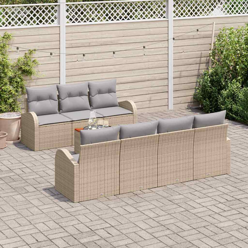 Ensemble de canapé de jardin 8 pcs Beige et Gris clair - XIOS
