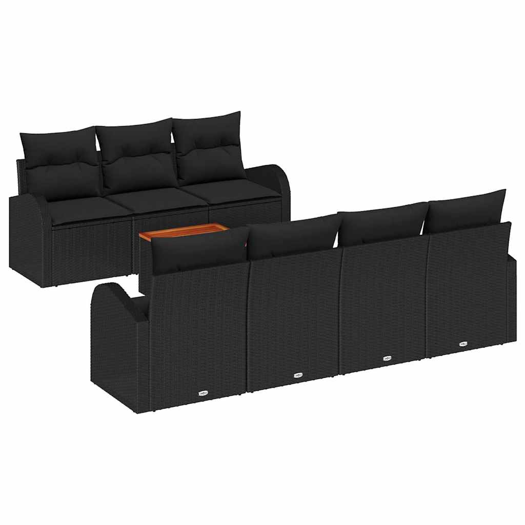 Ensemble de canapé de jardin avec stockage 8 pcs Noir polyrotin - XIOS