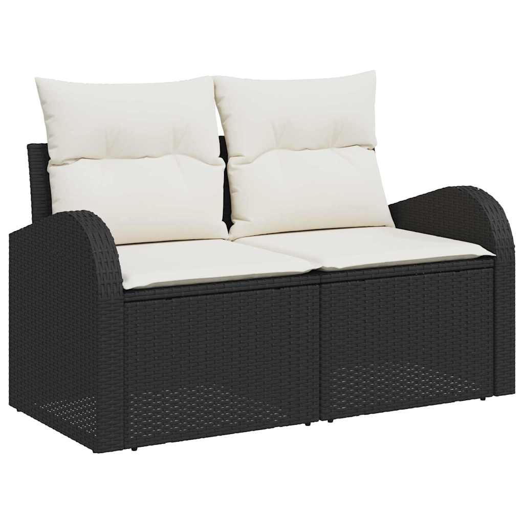 Ensemble de canapé de jardin 8 pcs Noir et Crème polyrotin - XIOS