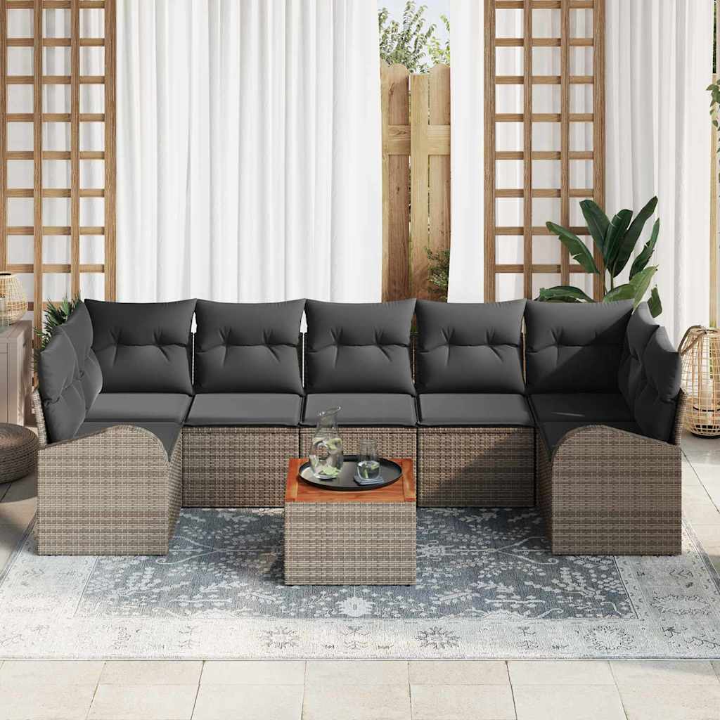 Ensemble de canapé de jardin avec stockage 8 pcs Gris polyrotin - XIOS