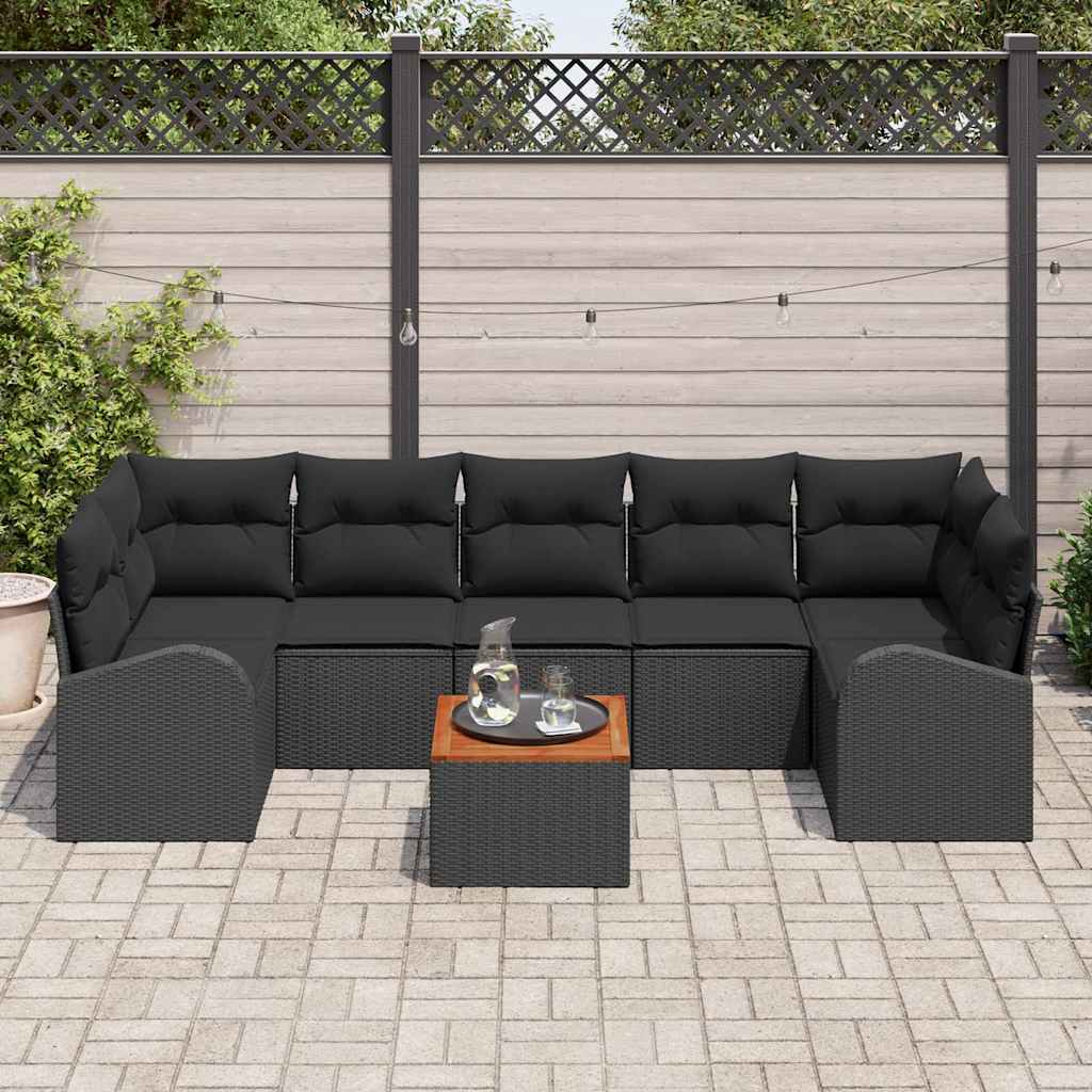 Ensemble de canapé de jardin avec stockage 8 pcs Noir polyrotin - XIOS