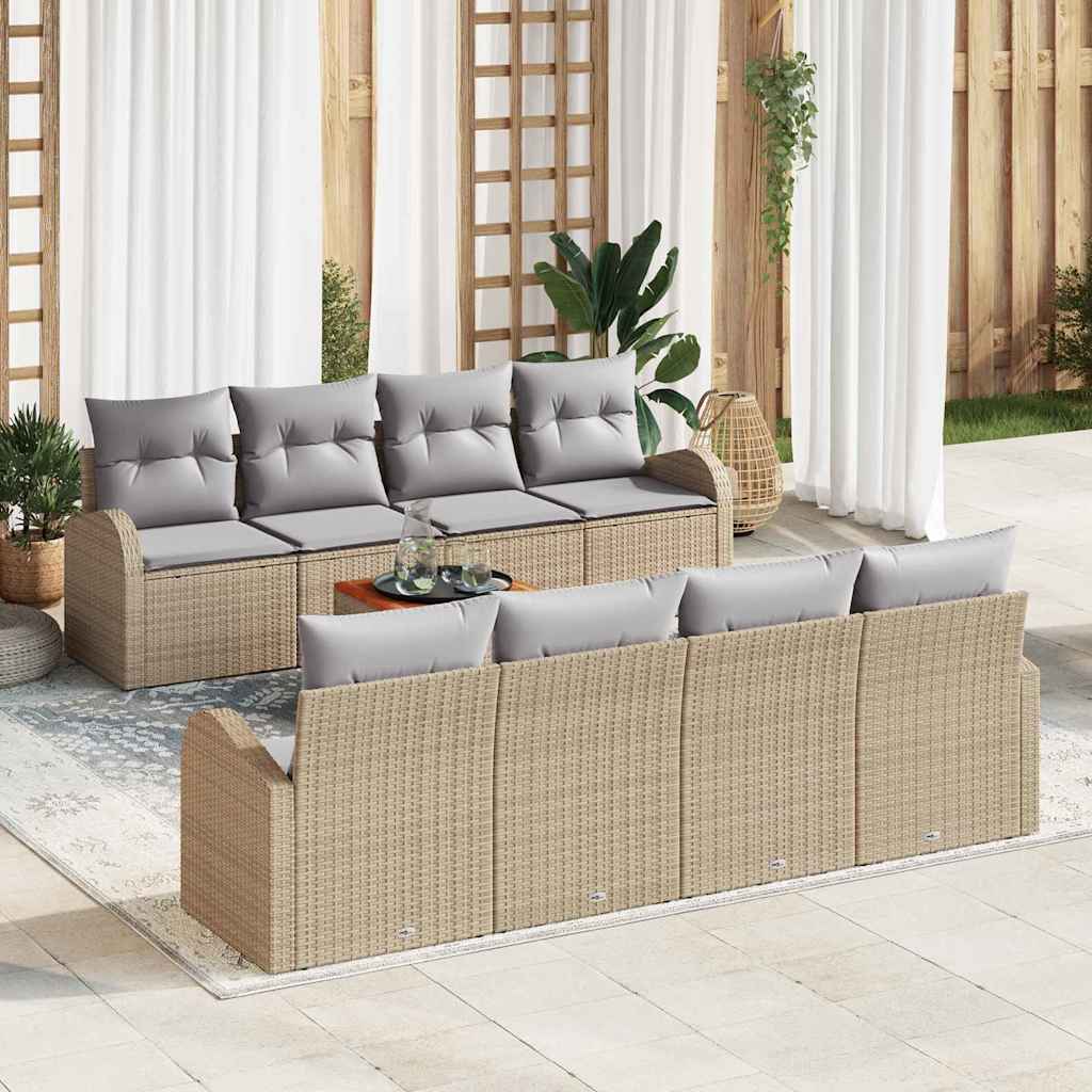 Ensemble de canapé de jardin 9 pcs Beige et Gris clair - XIOS