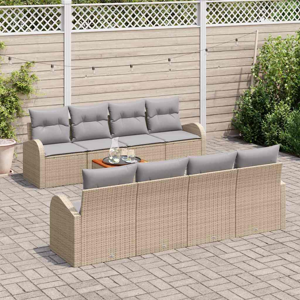Ensemble de canapé de jardin 9 pcs Beige et Gris clair - XIOS