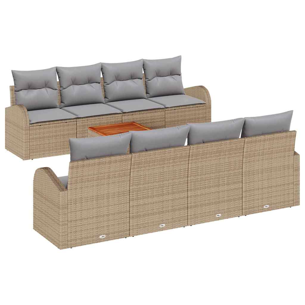 Ensemble de canapé de jardin 9 pcs Beige et Gris clair - XIOS