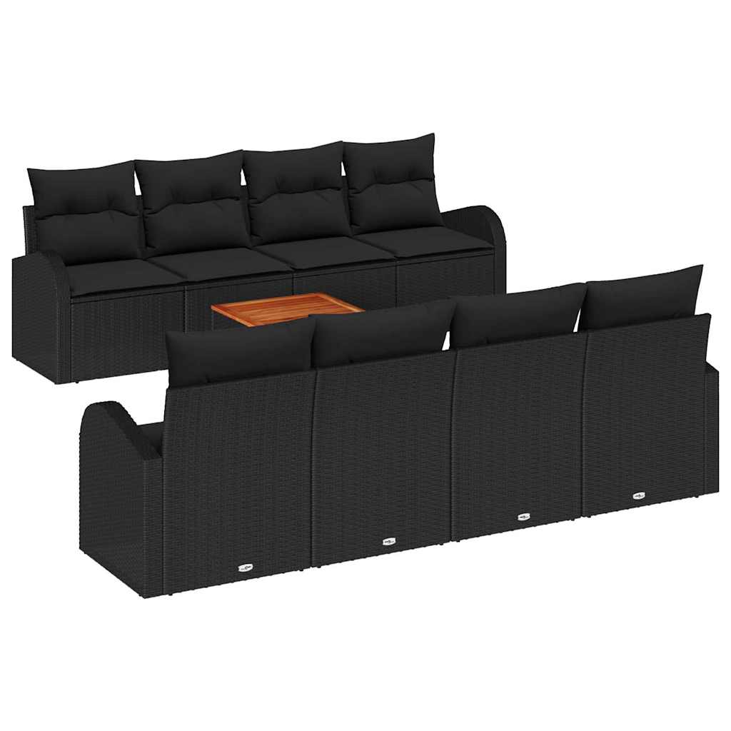 Ensemble de canapé de jardin avec stockage 9 pcs Noir polyrotin - XIOS