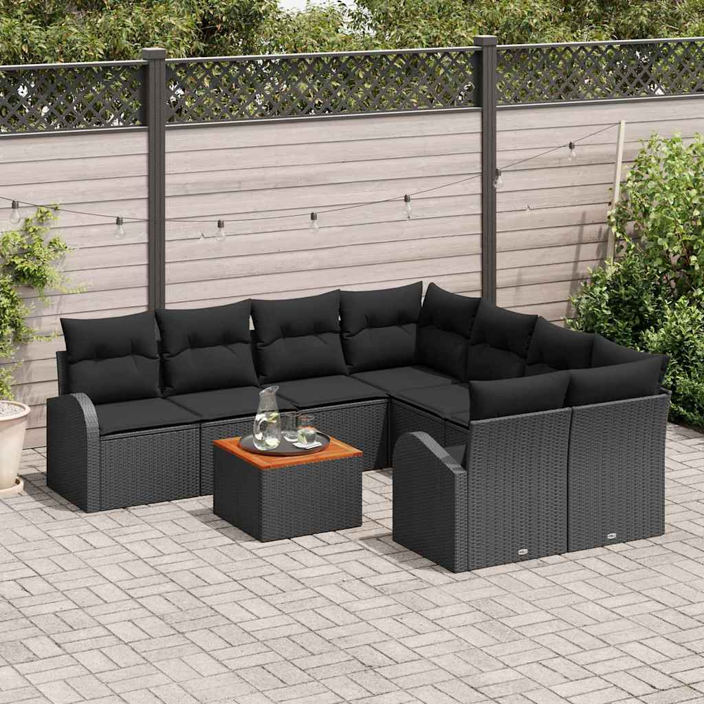 Ensemble de canapé de jardin avec stockage 9 pcs Noir polyrotin - XIOS