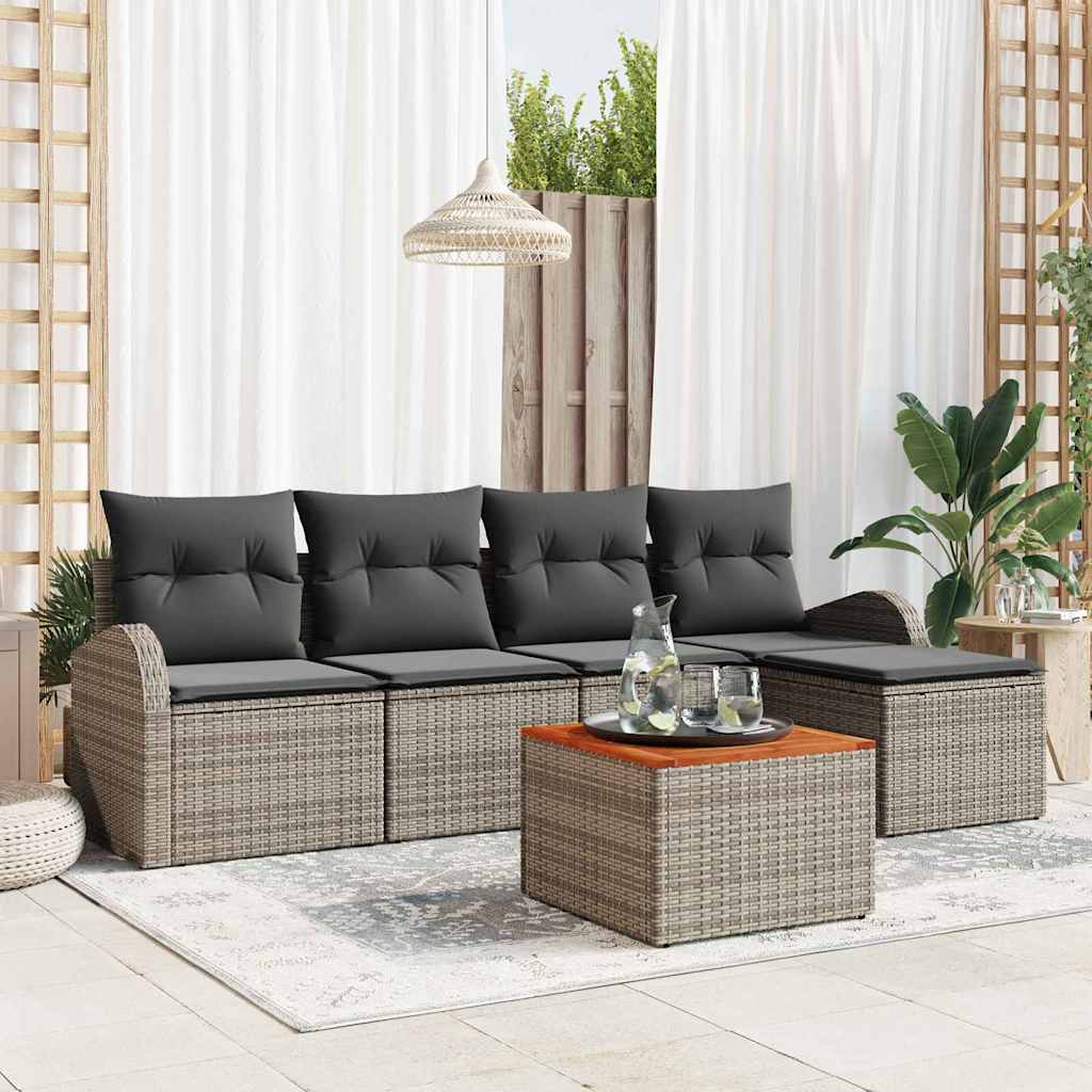Ensemble de canapé de jardin avec stockage 6 pcs Gris polyrotin - XIOS