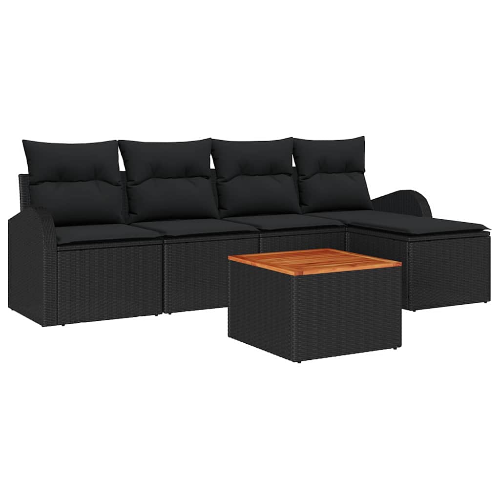 Ensemble de canapé de jardin avec stockage 6 pcs Noir polyrotin - XIOS