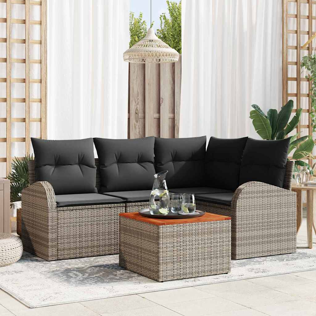 Ensemble de canapé de jardin avec stockage 5 pcs Gris polyrotin - XIOS