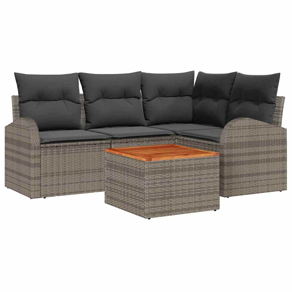 Ensemble de canapé de jardin avec stockage 5 pcs Gris polyrotin - XIOS