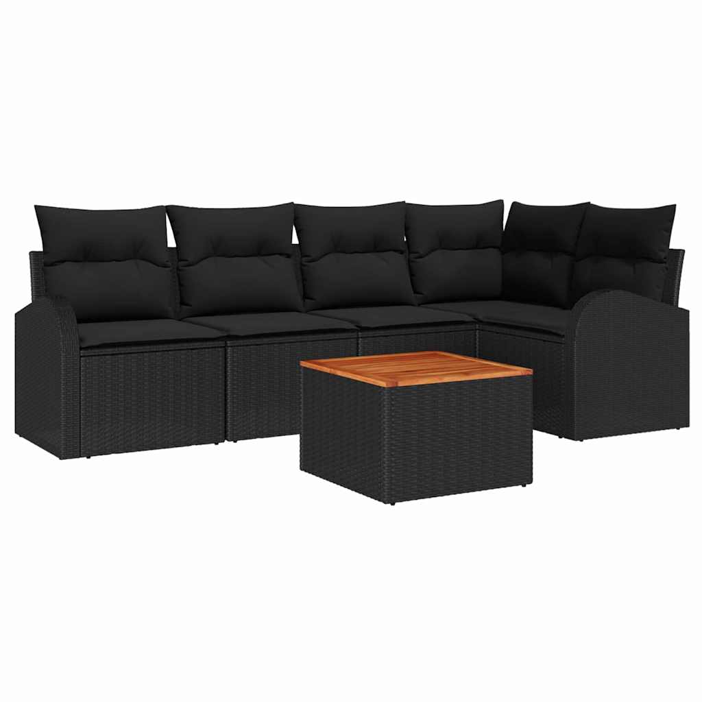 Ensemble de canapé de jardin avec stockage 6 pcs Noir polyrotin - XIOS