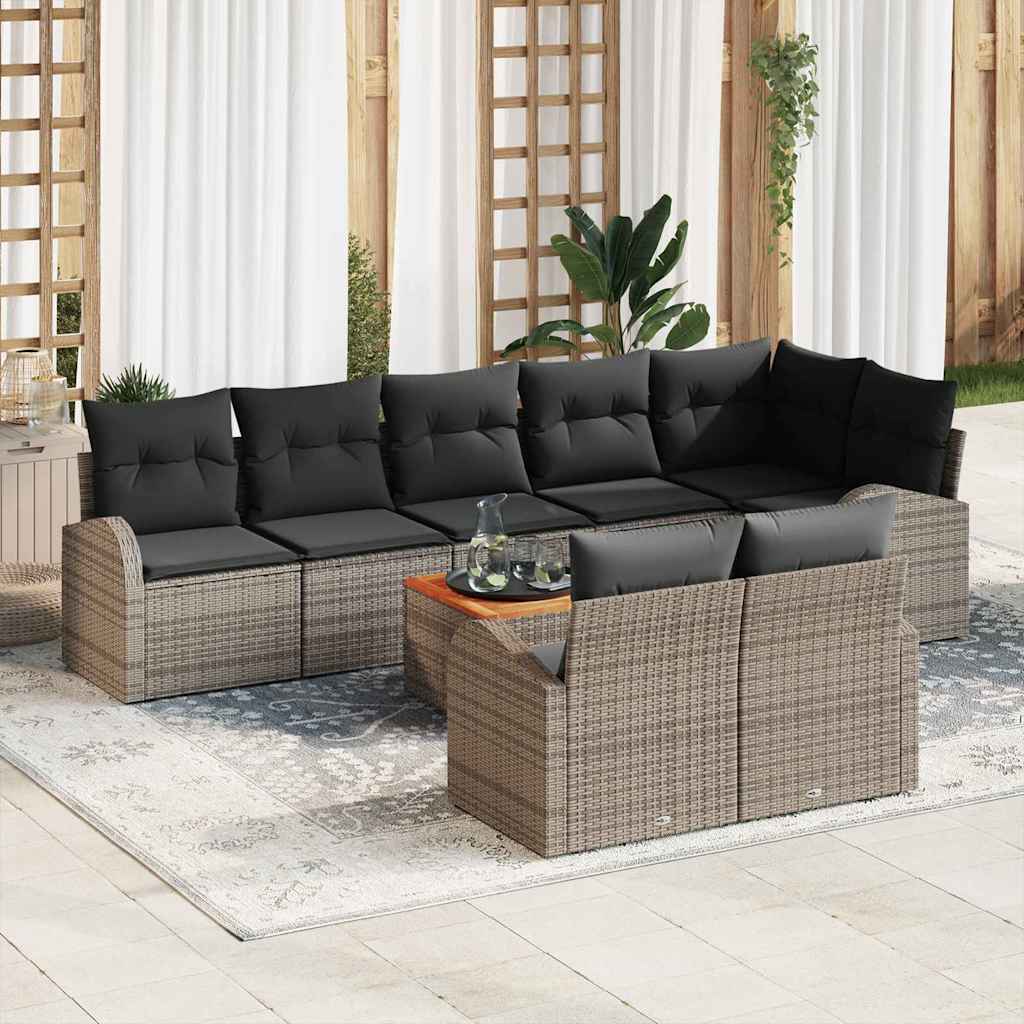 Ensemble de canapé de jardin avec stockage 9 pcs Gris polyrotin - XIOS