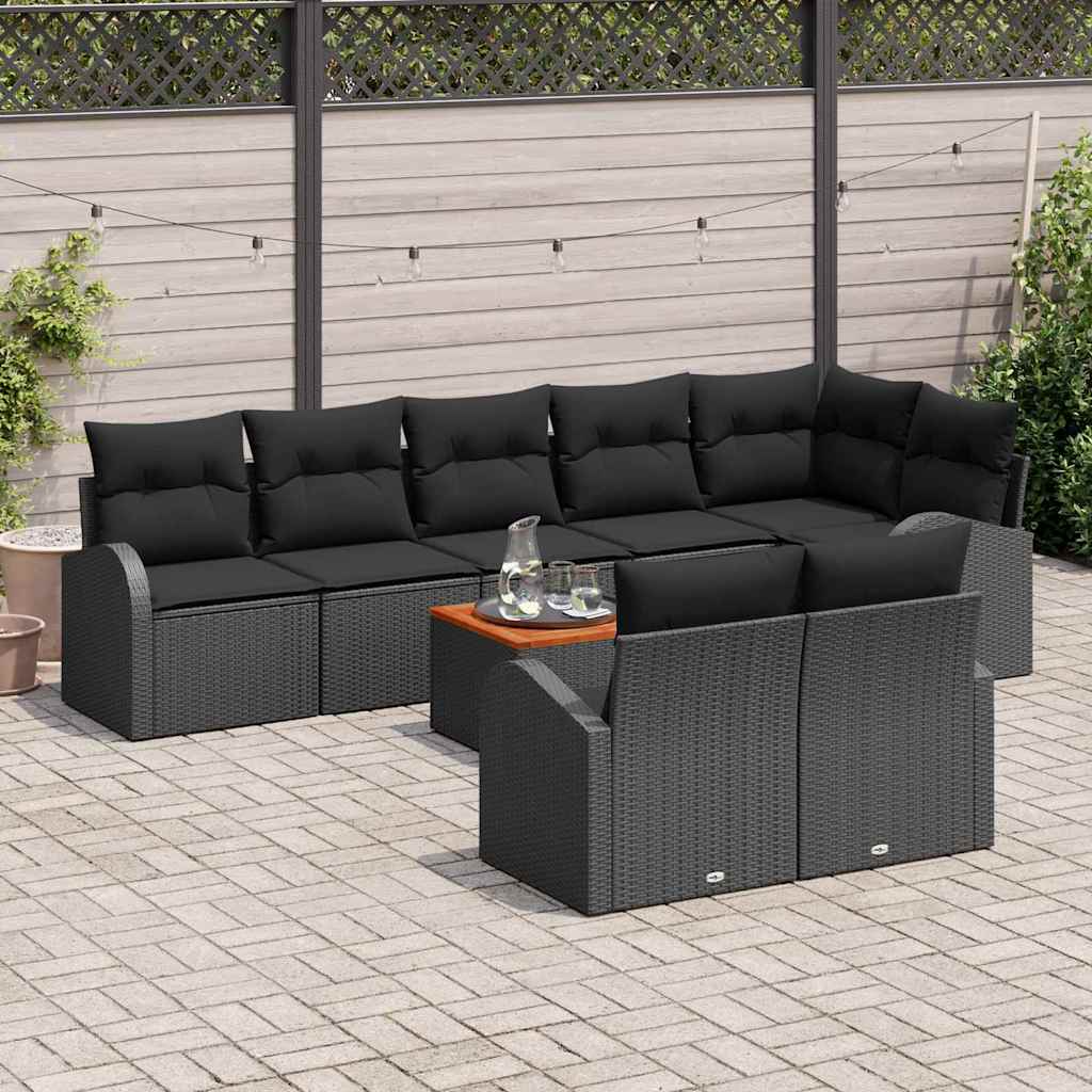 Ensemble de canapé de jardin avec stockage 9 pcs Noir polyrotin - XIOS