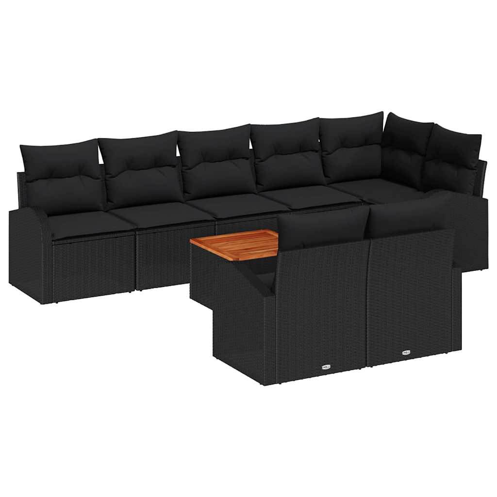 Ensemble de canapé de jardin avec stockage 9 pcs Noir polyrotin - XIOS