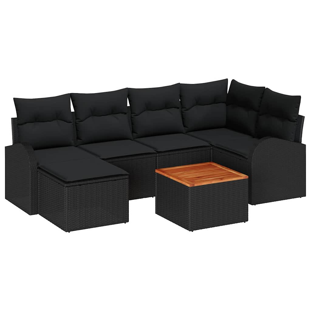 Ensemble de canapé de jardin avec stockage 7 pcs Noir polyrotin - XIOS