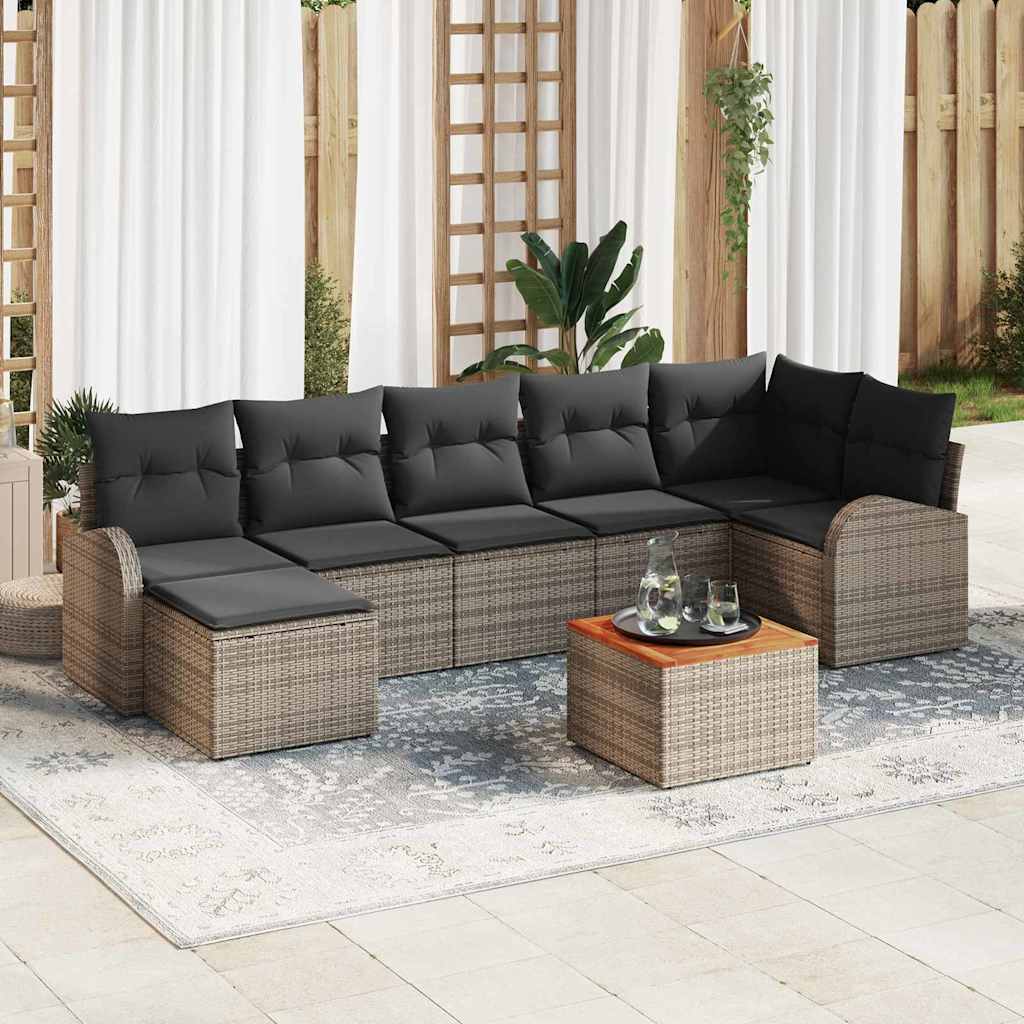 Ensemble de canapé de jardin avec stockage 8 pcs Gris polyrotin - XIOS