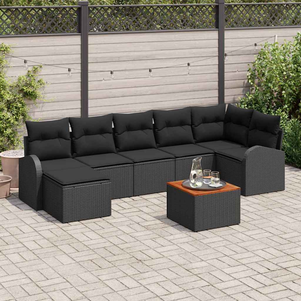 Ensemble de canapé de jardin avec stockage 8 pcs Noir polyrotin - XIOS