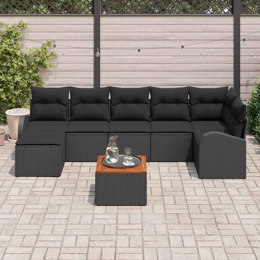 Ensemble de canapé de jardin avec stockage 8 pcs Noir polyrotin - XIOS