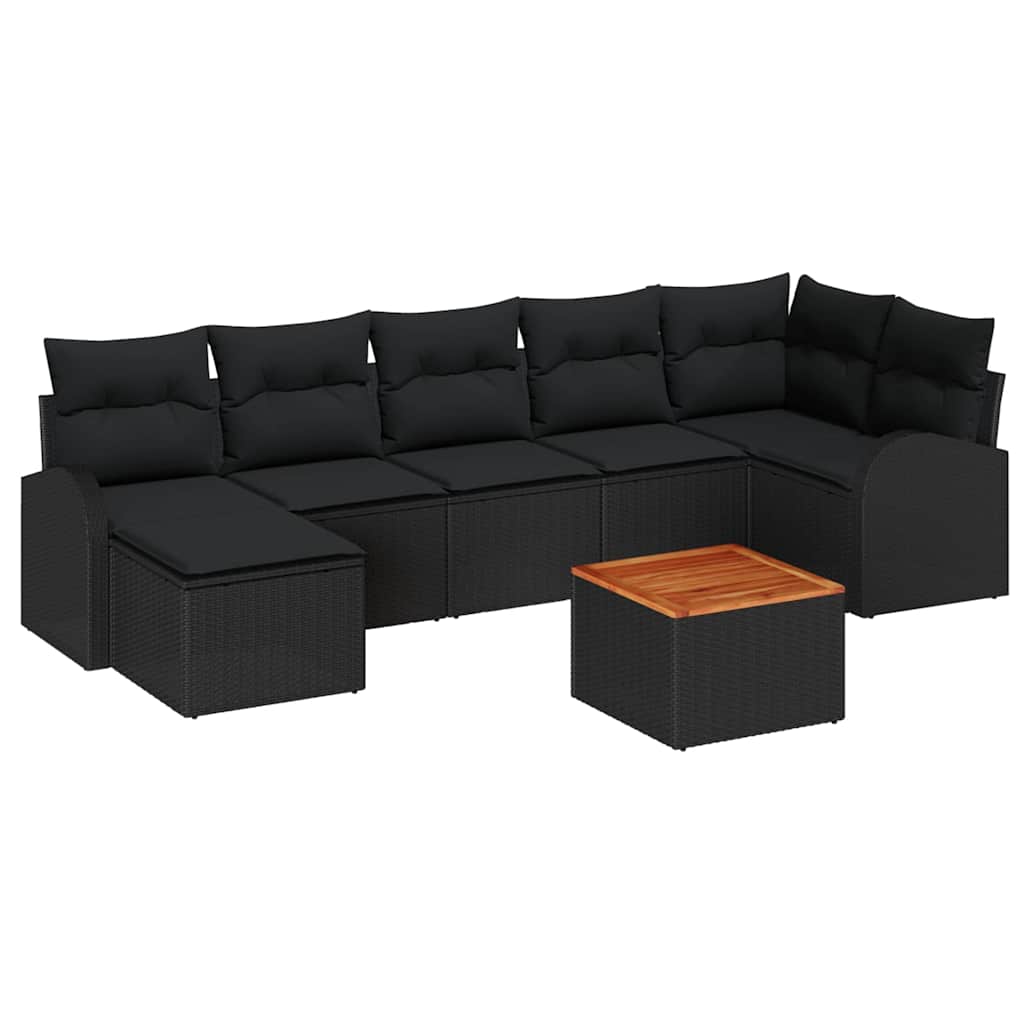 Ensemble de canapé de jardin avec stockage 8 pcs Noir polyrotin - XIOS