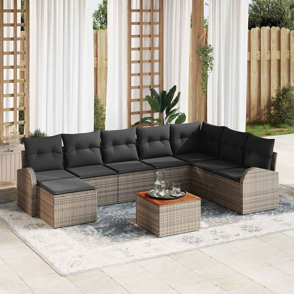 Ensemble de canapé de jardin avec stockage 9 pcs Gris polyrotin - XIOS