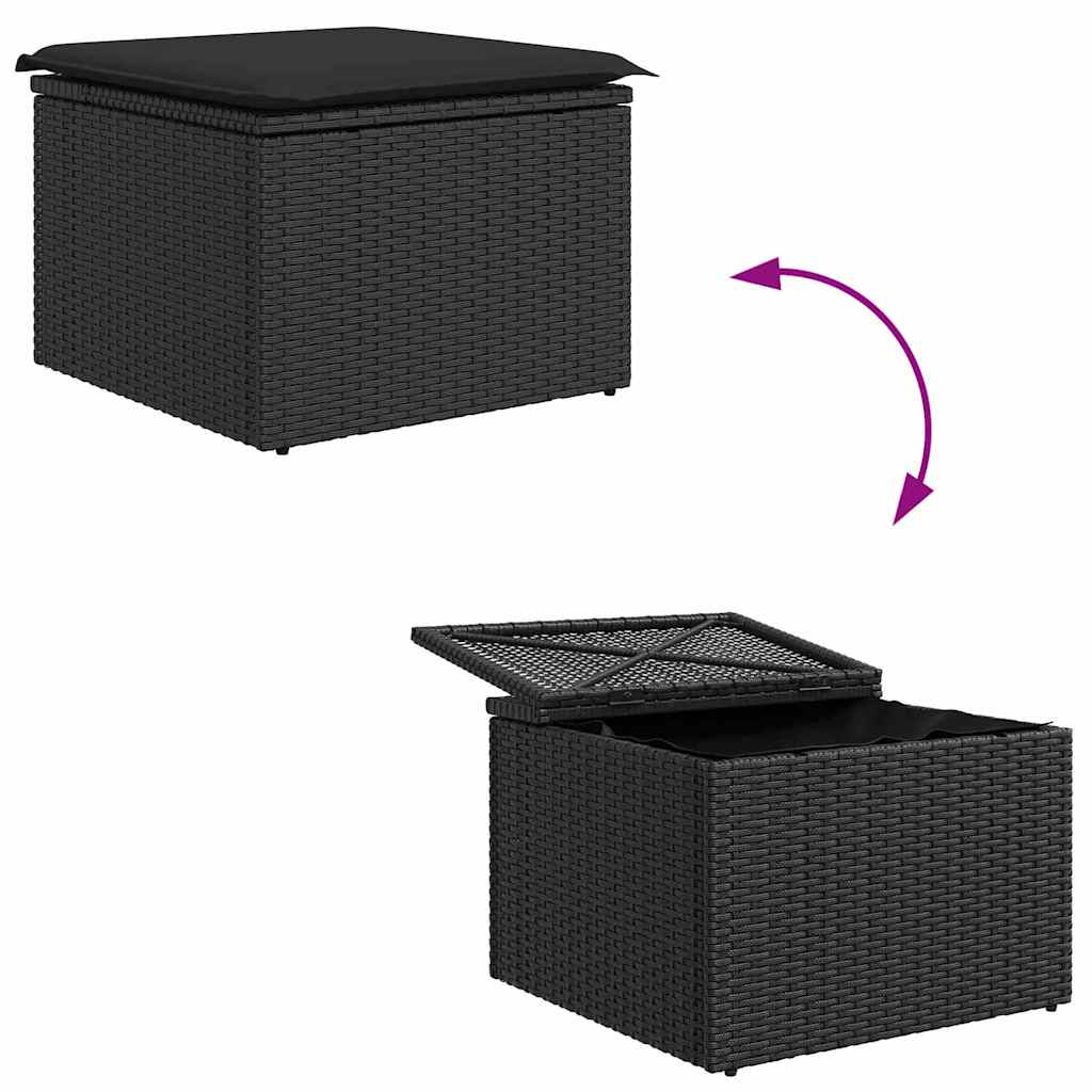 Ensemble de canapé de jardin avec stockage 9 pcs Noir polyrotin - XIOS