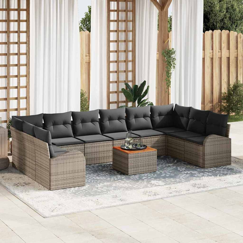 Ensemble de canapé de jardin 11 pcs Gris polyrotin - XIOS