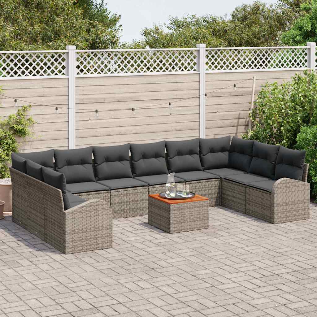 Ensemble de canapé de jardin 11 pcs Gris polyrotin - XIOS