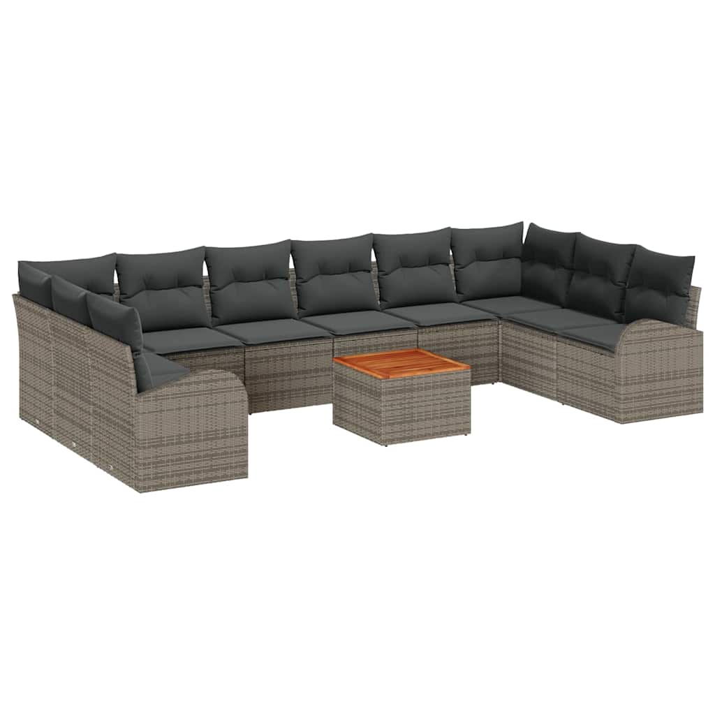 Ensemble de canapé de jardin 11 pcs Gris polyrotin - XIOS