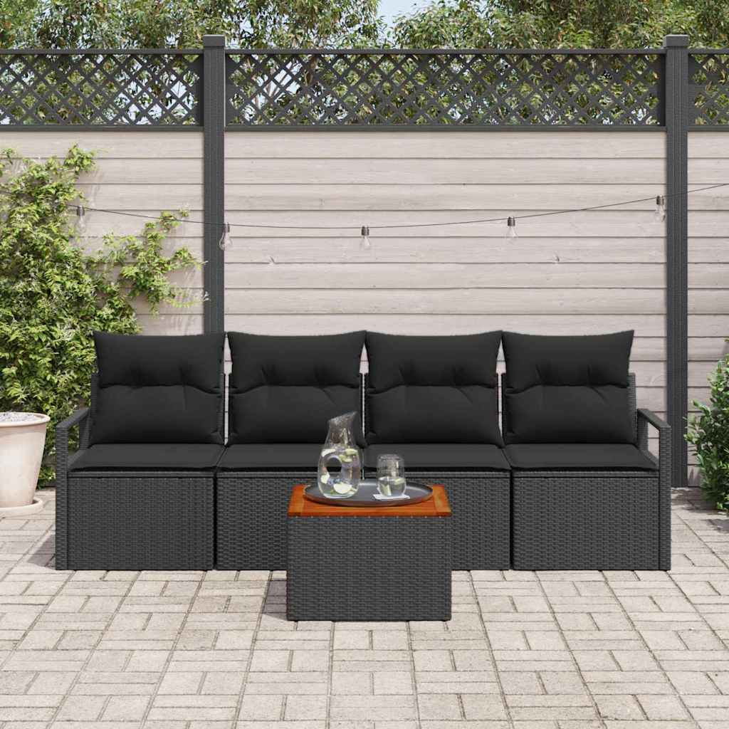 Ensemble de canapé de jardin avec stockage 5 pcs Noir polyrotin - XIOS