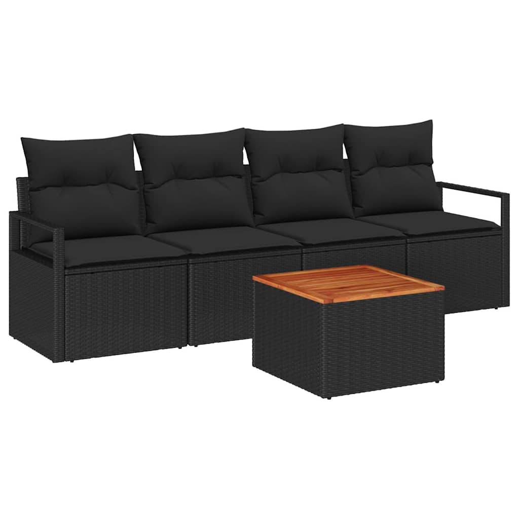 Ensemble de canapé de jardin avec stockage 5 pcs Noir polyrotin - XIOS