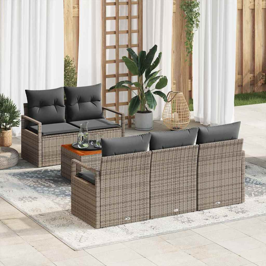 Ensemble de canapé de jardin avec stockage 6 pcs Gris polyrotin - XIOS