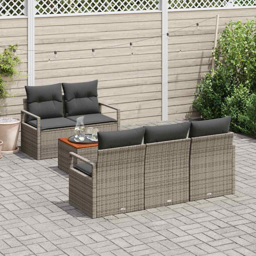 Ensemble de canapé de jardin avec stockage 6 pcs Gris polyrotin - XIOS