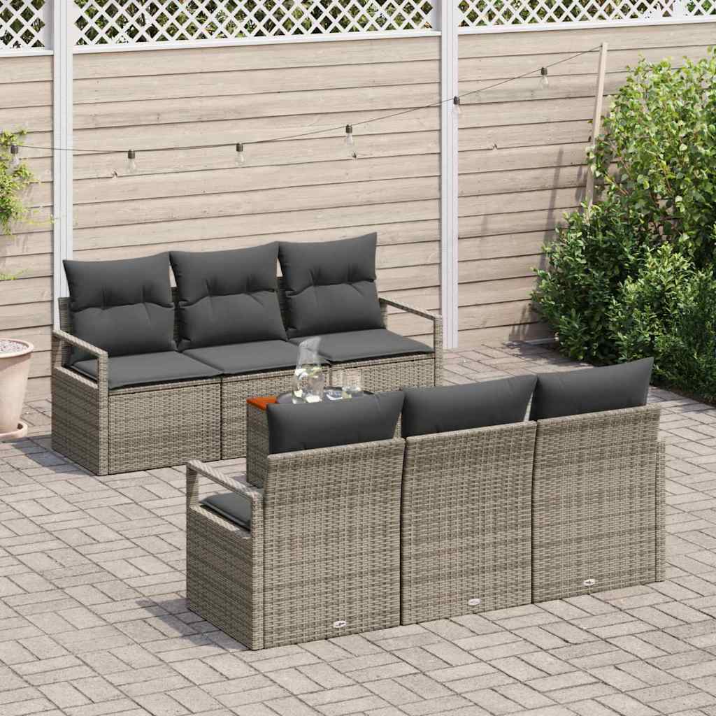Ensemble de canapé de jardin avec stockage 7 pcs Gris polyrotin - XIOS