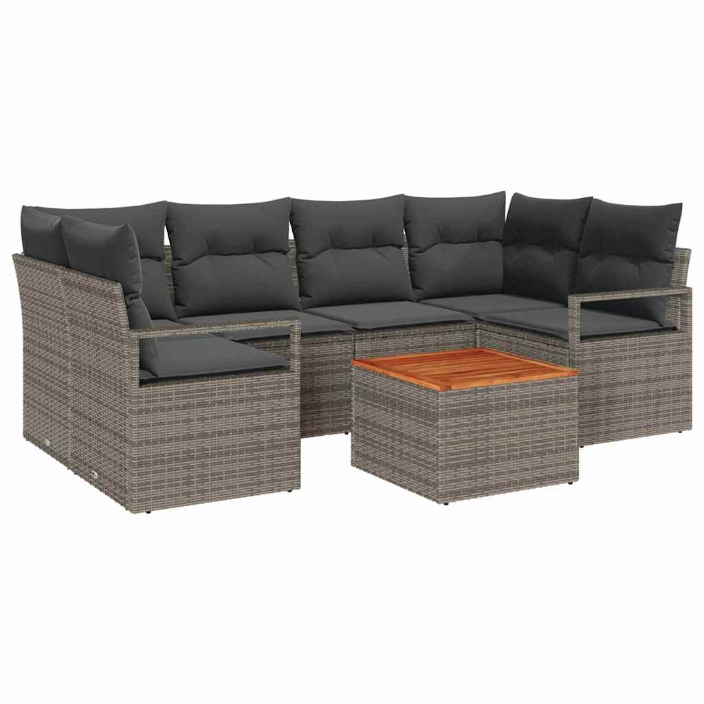 Ensemble de canapé de jardin avec stockage 7 pcs Gris polyrotin - XIOS