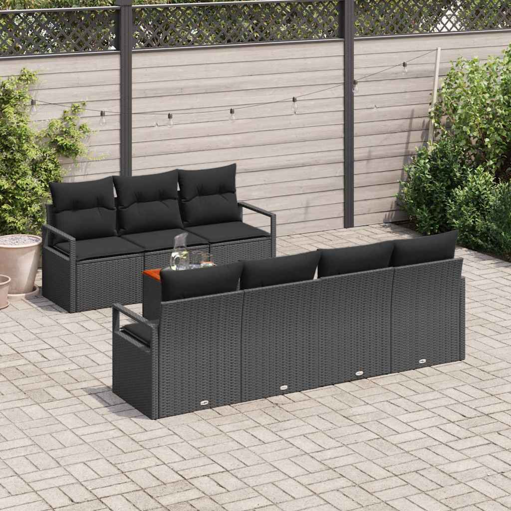 Ensemble de canapé de jardin avec stockage 8 pcs Noir polyrotin - XIOS