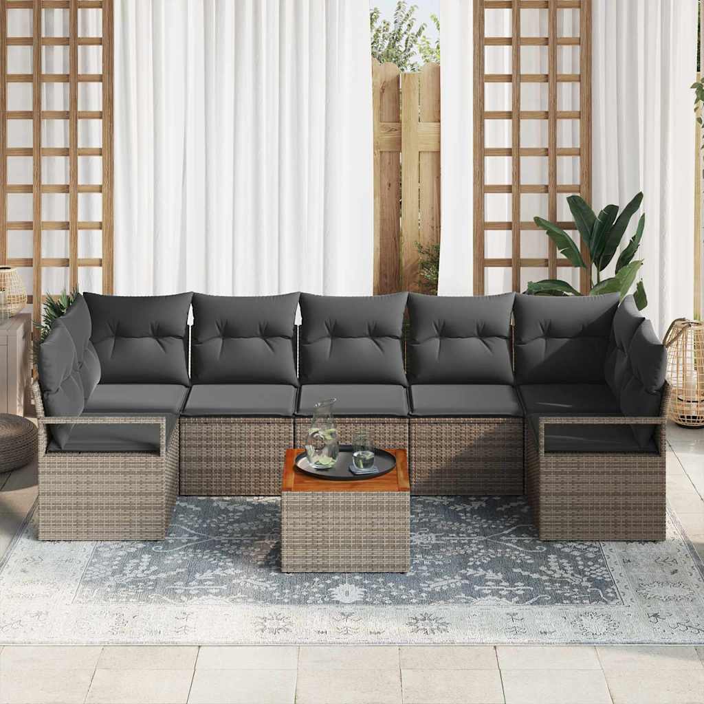 Ensemble de canapé de jardin avec stockage 8 pcs Gris polyrotin - XIOS