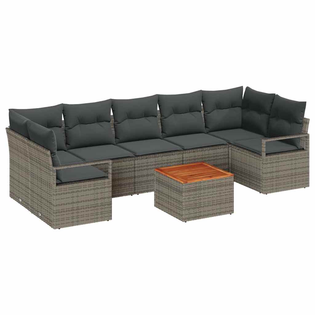 Ensemble de canapé de jardin avec stockage 8 pcs Gris polyrotin - XIOS