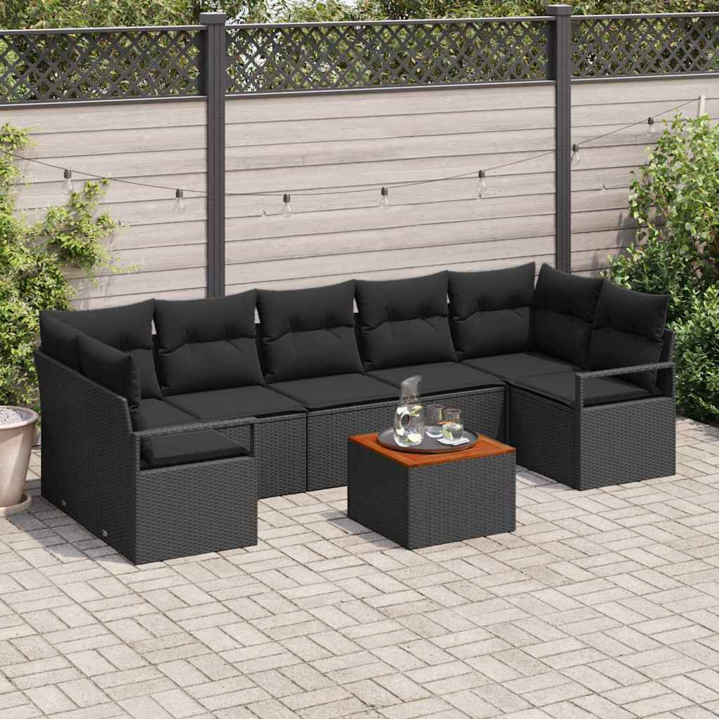 Ensemble de canapé de jardin avec stockage 8 pcs Noir polyrotin - XIOS
