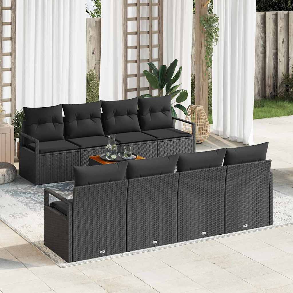 Ensemble de canapé de jardin avec stockage 9 pcs Noir polyrotin