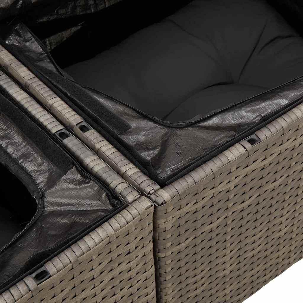 Ensemble de canapé de jardin avec stockage 6 pcs Gris polyrotin - XIOS