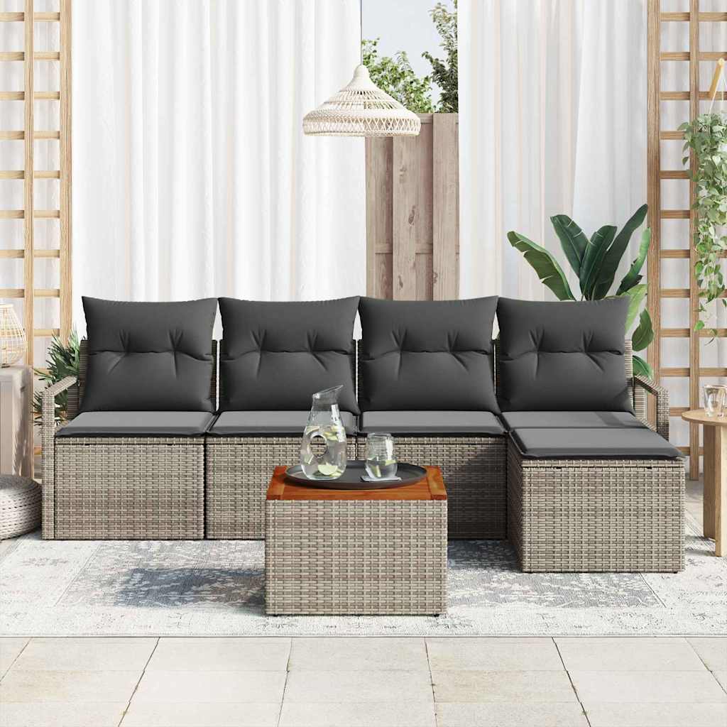 Ensemble de canapé de jardin avec stockage 6 pcs Gris polyrotin - XIOS