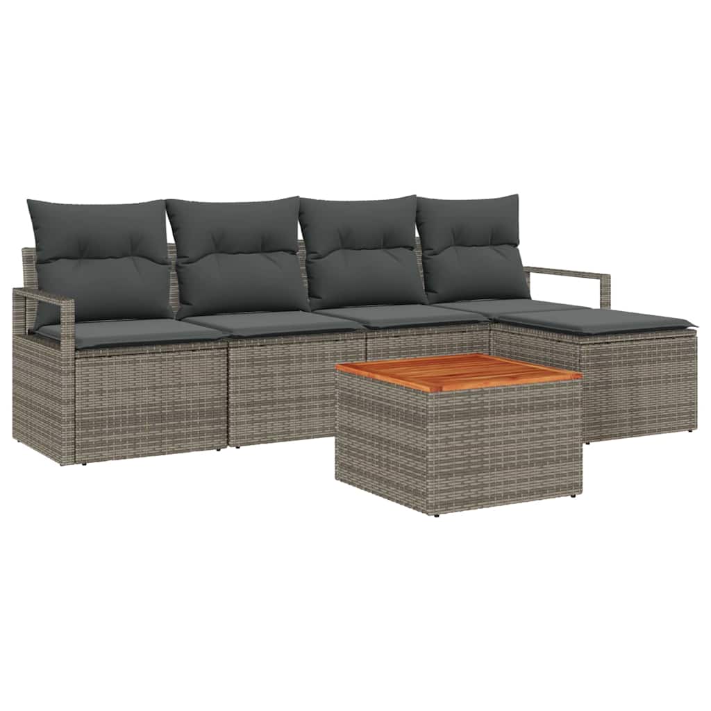 Ensemble de canapé de jardin avec stockage 6 pcs Gris polyrotin - XIOS