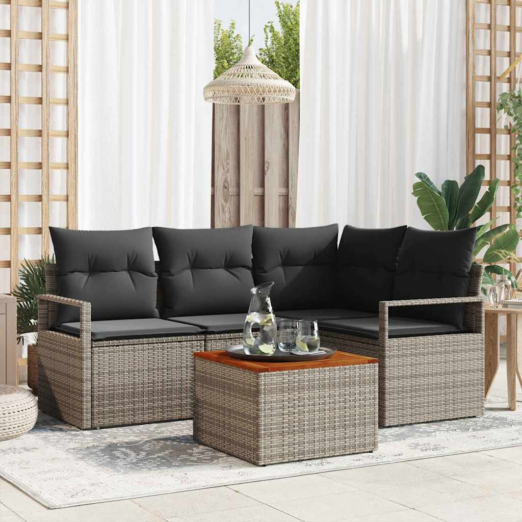 Ensemble de canapé de jardin avec stockage 5 pcs Gris polyrotin - XIOS
