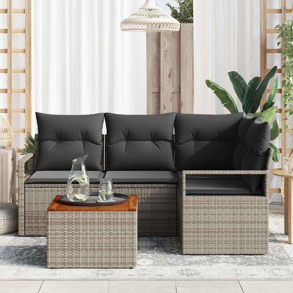 Ensemble de canapé de jardin avec stockage 5 pcs Gris polyrotin - XIOS