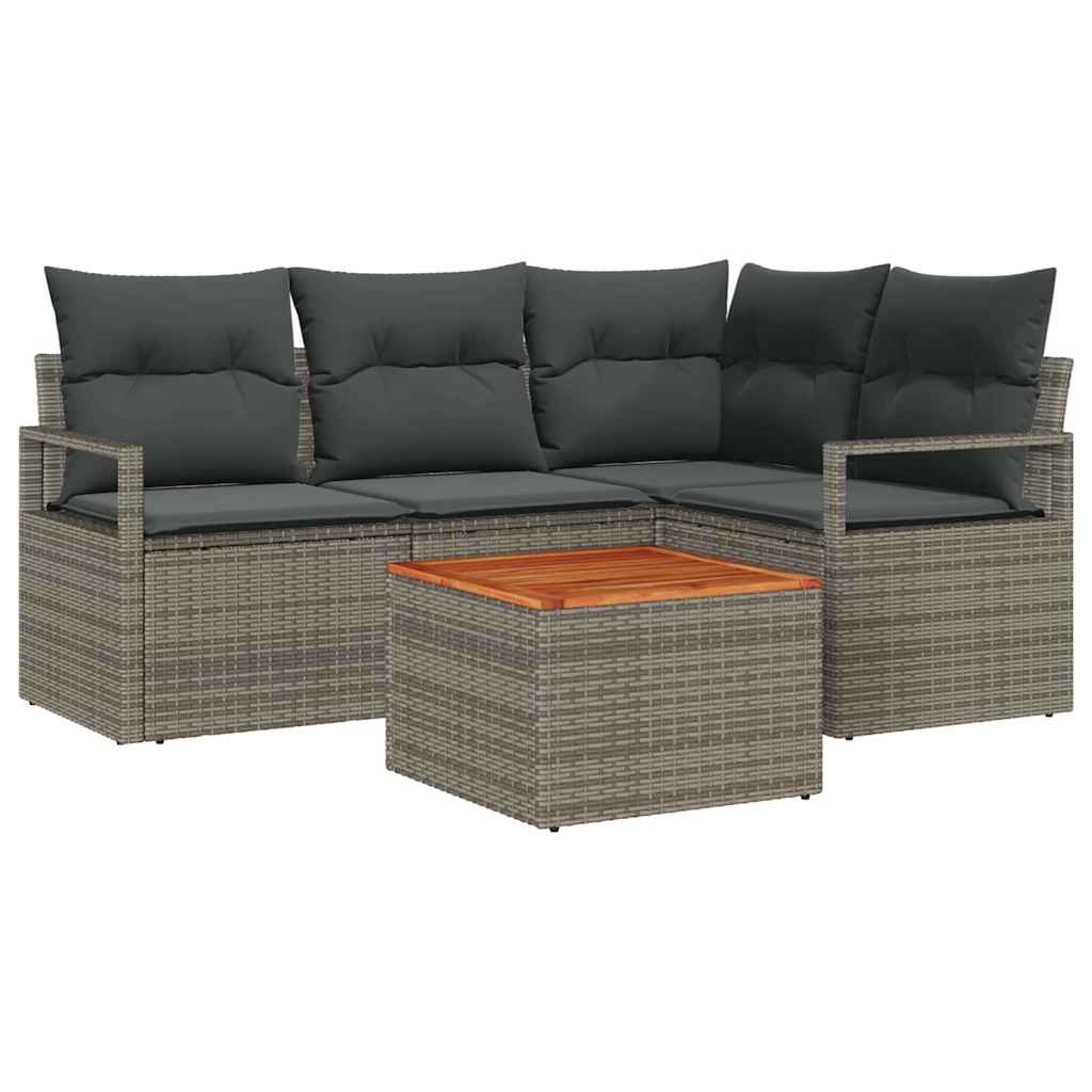Ensemble de canapé de jardin avec stockage 5 pcs Gris polyrotin - XIOS