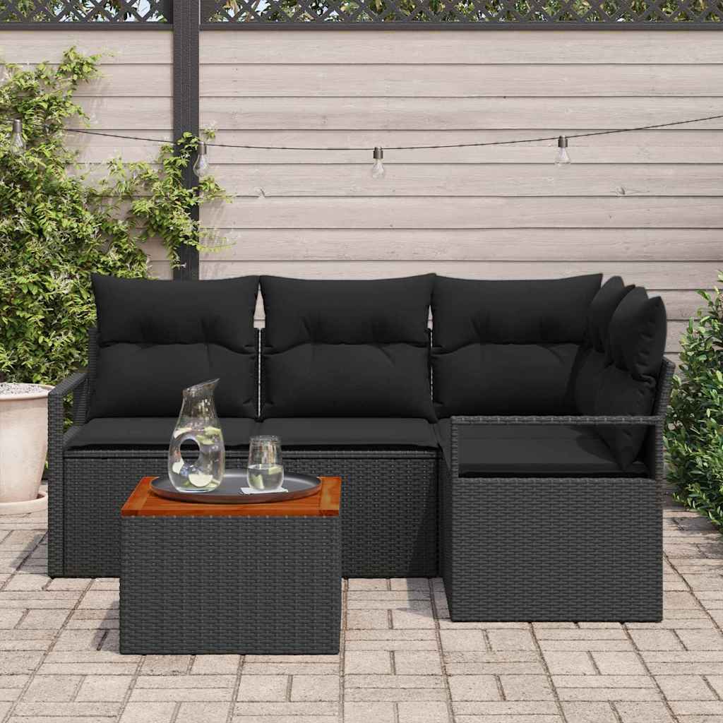 Ensemble de canapé de jardin avec stockage 5 pcs Noir polyrotin - XIOS