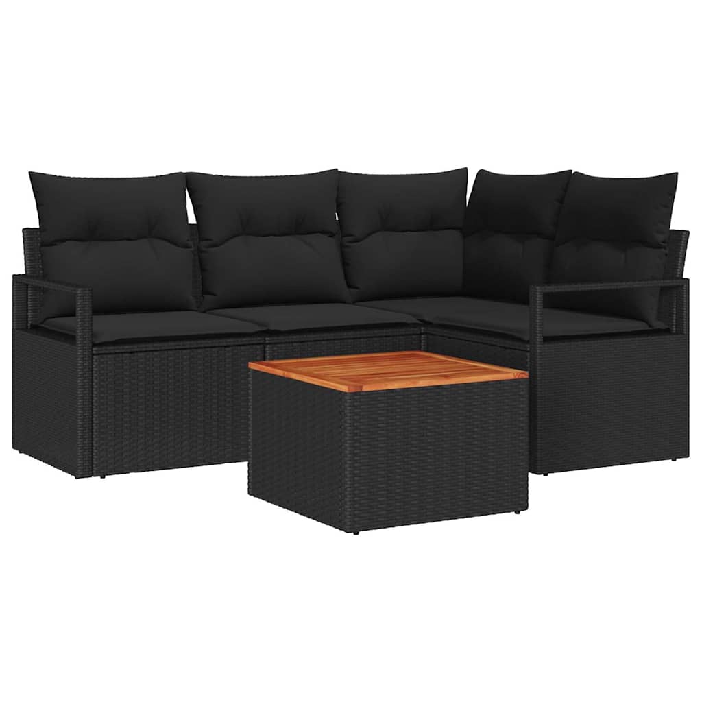 Ensemble de canapé de jardin avec stockage 5 pcs Noir polyrotin - XIOS