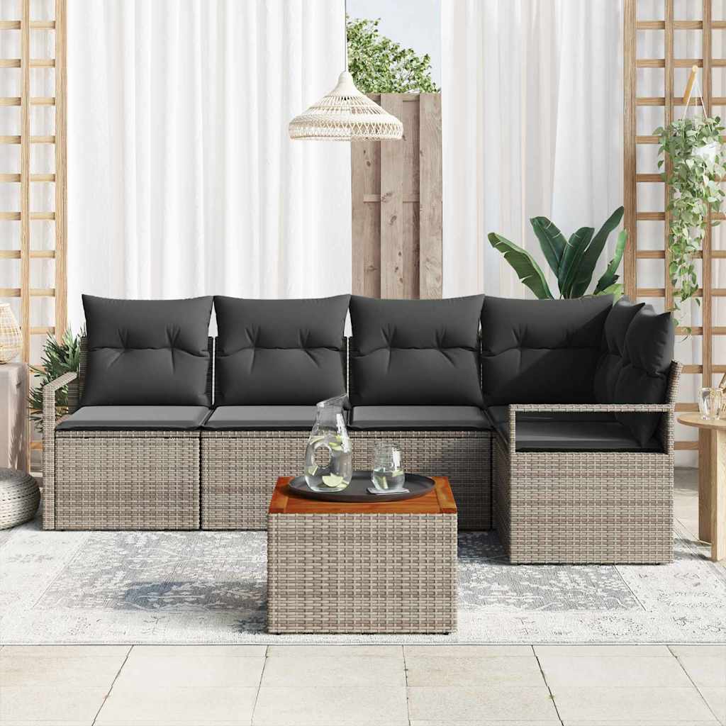 Ensemble de canapé de jardin 6 pc Gris polyrotin