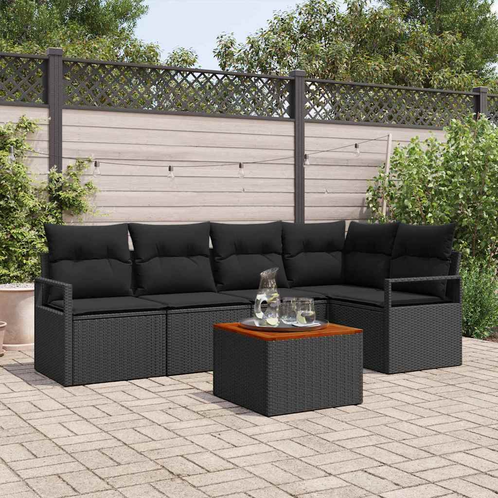 Ensemble de canapé de jardin avec stockage 6 pcs Noir polyrotin - XIOS